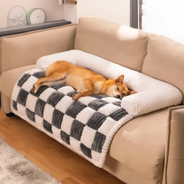 Dog Bed Sofa with Plush Blanket Cover - Image 7