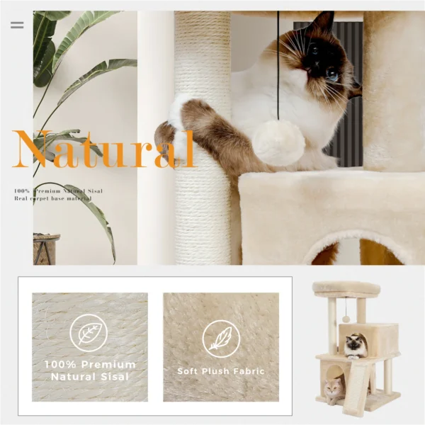 Cat Tree with Condos, Perch & Sisal Scratching Posts - Image 5
