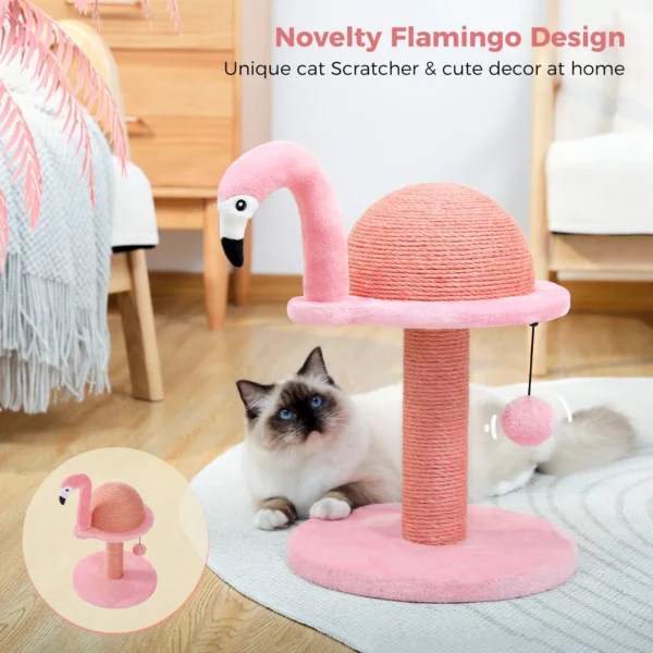 Small Cat Tree with Flamingo Design - Image 2