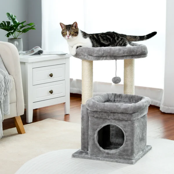 Small Cat Tree with Scratching Posts & Perch