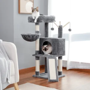 Cat Tree Scratcher Tower with Hammock & High Perch
