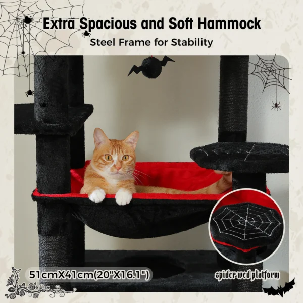 Tall Cat Tree with Extra Large Condo & Hammock - Image 4