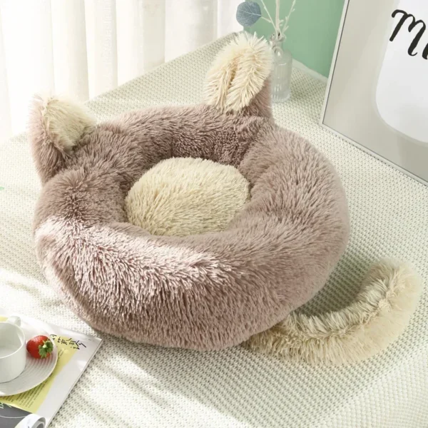 Cartoon Cat Bed with Fluffy Ears Design - Image 4