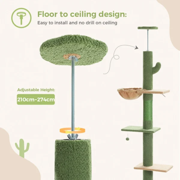 Floor to Ceiling Cat Tree with Adjustable Height - Image 3