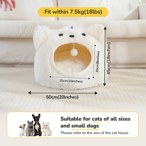 Cat Head Bed – Plush Hooded Pet Cave for Indoor Cats - Image 2