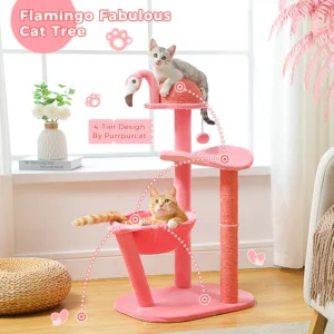 Flamingo Cat Tree with Hammock & Sisal Scratching Posts