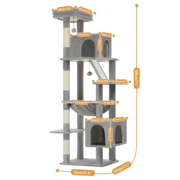 Large Cat Tree Tower with Hammock & Perches - Image 4
