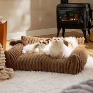 Luxury Cat Bed Sofa with Plush Winter Nest