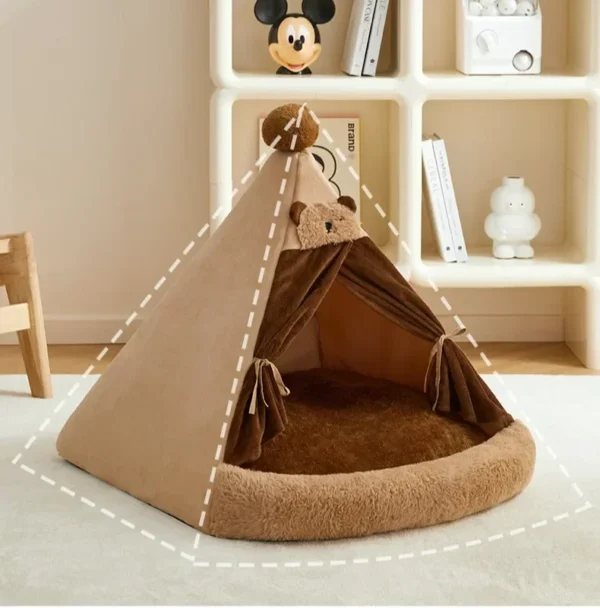 Dog Tent Bed with Removable Curtain - Image 3