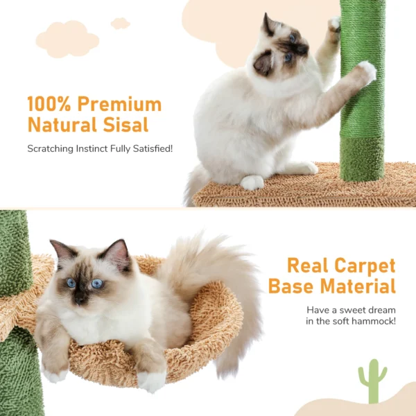 Cactus Cat Tower with Ceiling Rod & 5-Tier Climbing Levels - Image 5