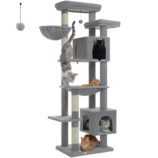 Tall Cat Tree for Large Cats with Condos, Hammocks & Perches - Image 2
