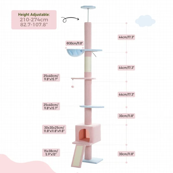 Floor to Ceiling Cat Tree with Condo & Ladder