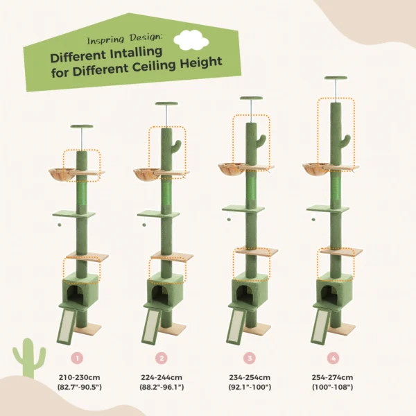 Floor to Ceiling Cat Tree with Adjustable Height - Image 7
