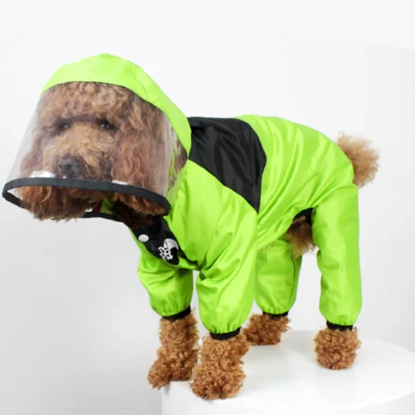 Dog Face Raincoat Jumpsuit with Hoodie - Image 4
