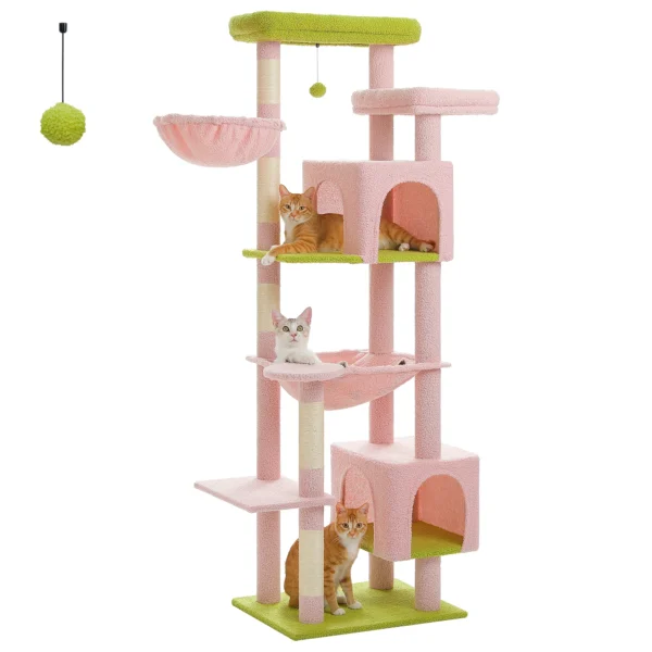 Cat Tower with Dual Condos, Hammock & Scratching Posts - Image 2