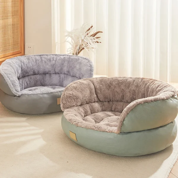 Round Dog Bed – Anti-Anxiety Plush Nest for Pets - Image 5