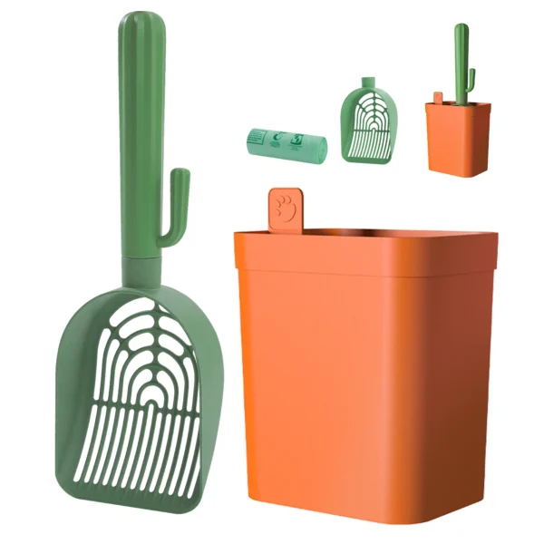 Cat Litter Scoop with Cactus Holder & Trash Bag Storage - Image 7