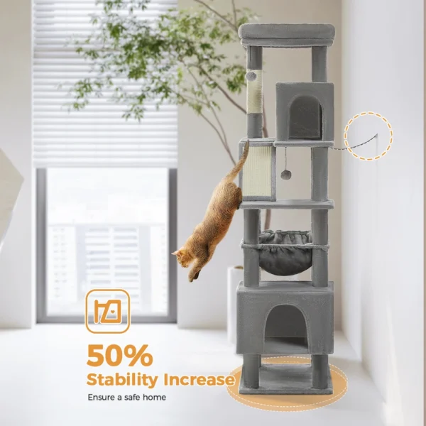 Large Cat Tree Tower with Hammock & Perches - Image 7