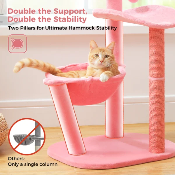 Flamingo Cat Tree with Hammock & Sisal Scratching Posts - Image 3