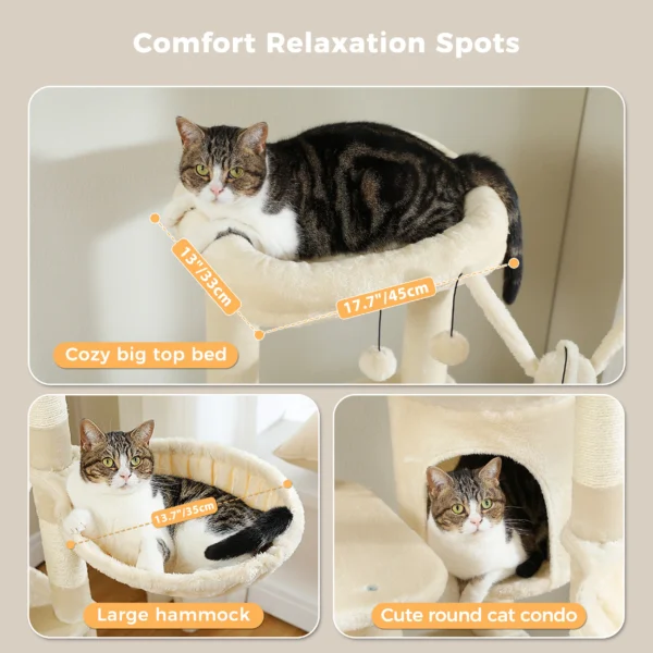 Tall Cat Tree with Hammock, Perches & Scratching Posts - Image 5