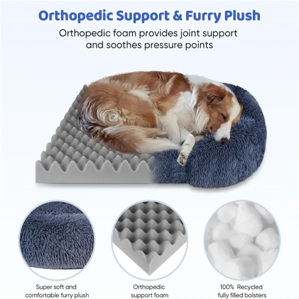 Plush Dog Bed with Raised Edges & Removable Pad - Image 4