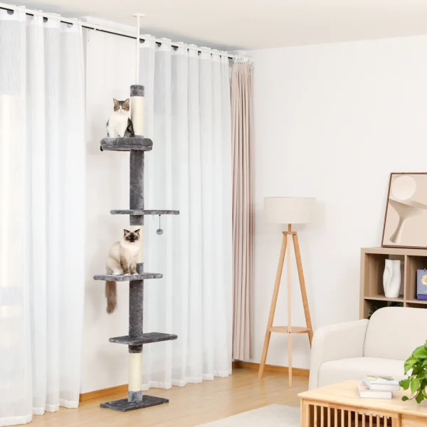 Adjustable Height Cat Tree with Ceiling Mount