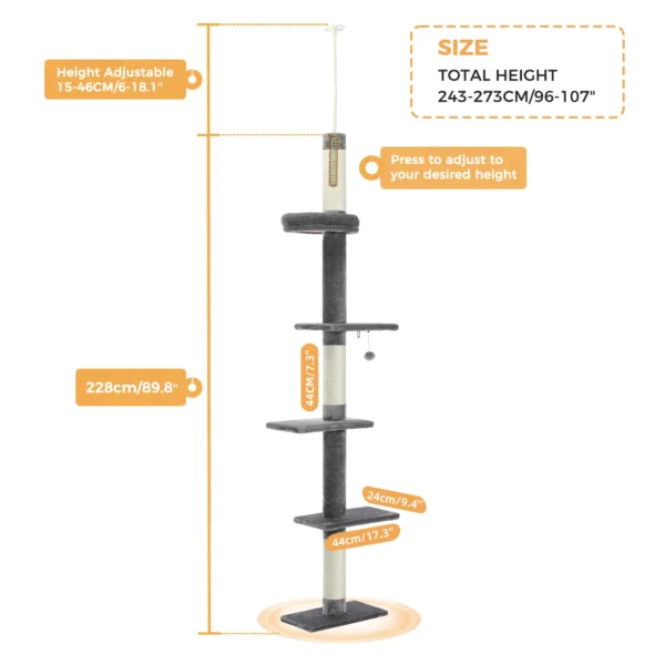 Adjustable Height Cat Tree with Ceiling Mount - Image 2