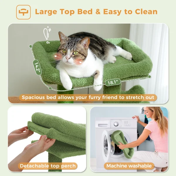 Cactus Cat Tree with Condo, Hammock & Scratching Posts - Image 2