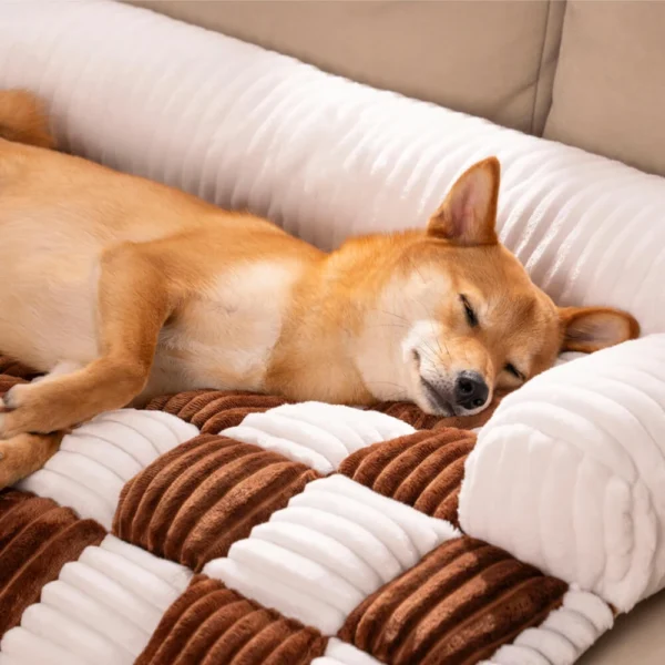 Dog Bed Sofa with Plush Blanket Cover - Image 3