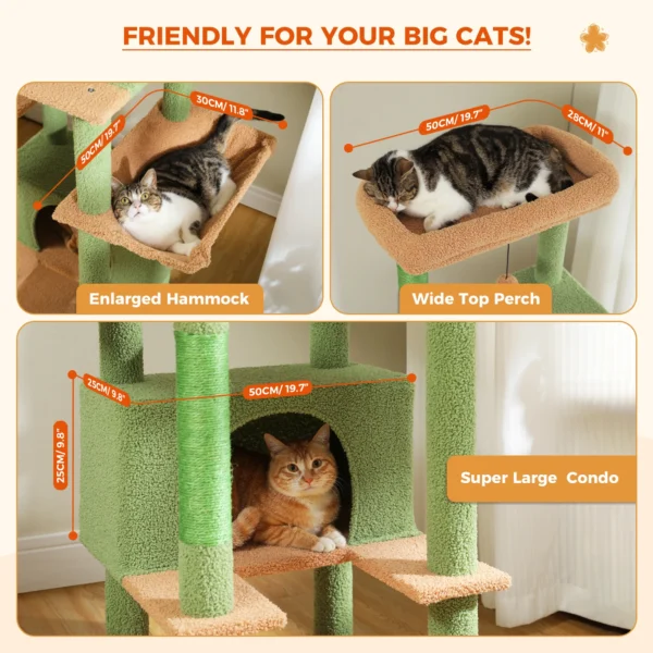 Cat Tower for Large Cats with XXL Hammock & Dual Condos - Image 5