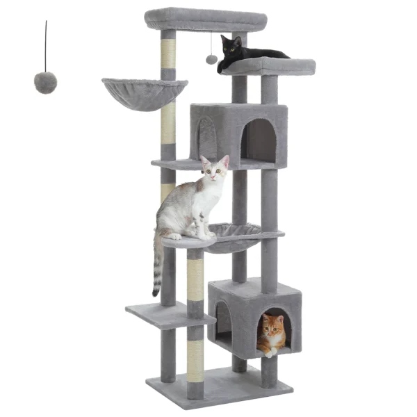Tall Cat Tree for Large Cats with Condos, Hammocks & Perches - Image 7