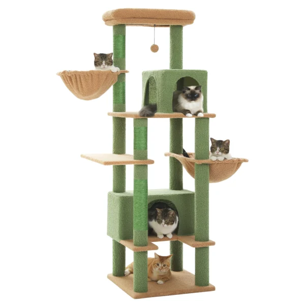 Cat Tower for Large Cats with XXL Hammock & Dual Condos - Image 2