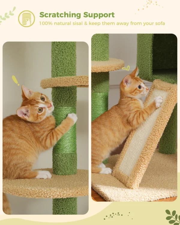 Floor to Ceiling Cat Tower with Condo, Hammock & Scratching Posts - Image 7
