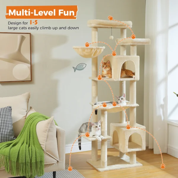 Tall Cat Tree with Hammocks & Condos