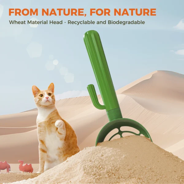 Cat Litter Scoop with Cactus Holder & Trash Bag Storage - Image 2