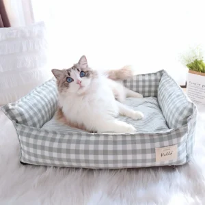 Pet Sleep Sofa Bed with Lattice Design