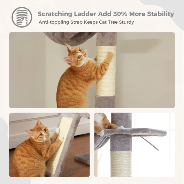 Floor to Ceiling Cat Tree with Adjustable Height & Condo - Image 7
