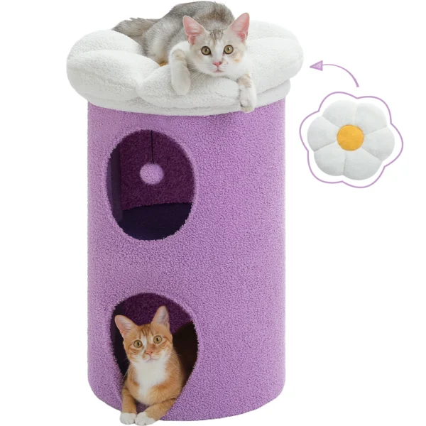 Flower Cat Bed with Double-Deck Condo & Perch - Image 4