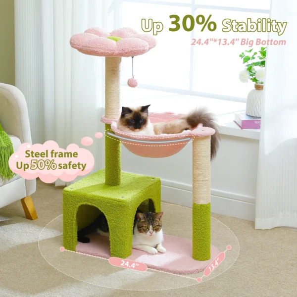 Flower Cat Tree with Hammock & Condo - Image 7