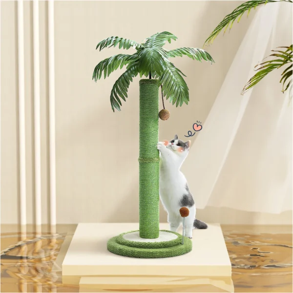 Cat Scratching Post with Palm Tree Design