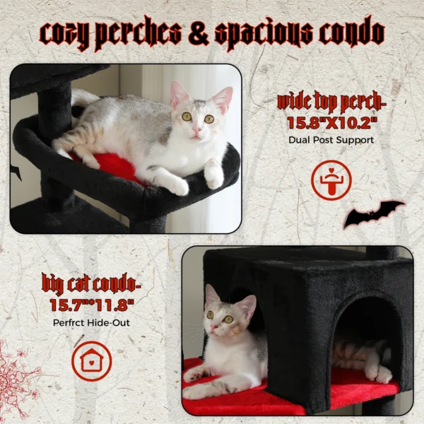 Tall Cat Tree with Extra Large Hammock & 7 Levels - Image 5