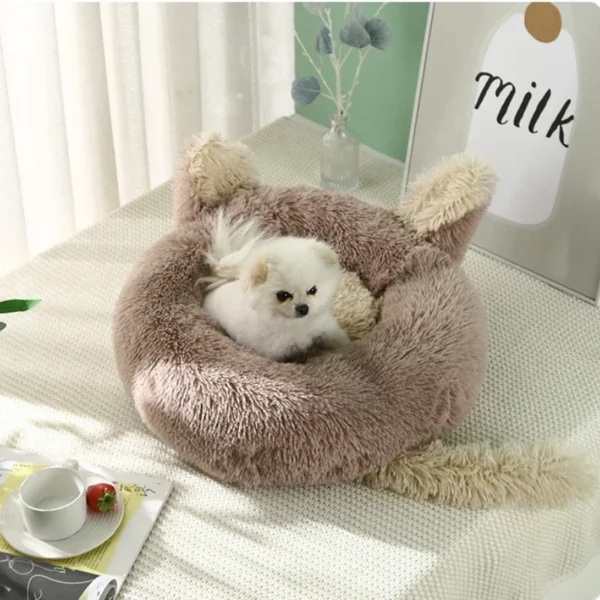 Cartoon Cat Bed with Fluffy Ears Design - Image 3