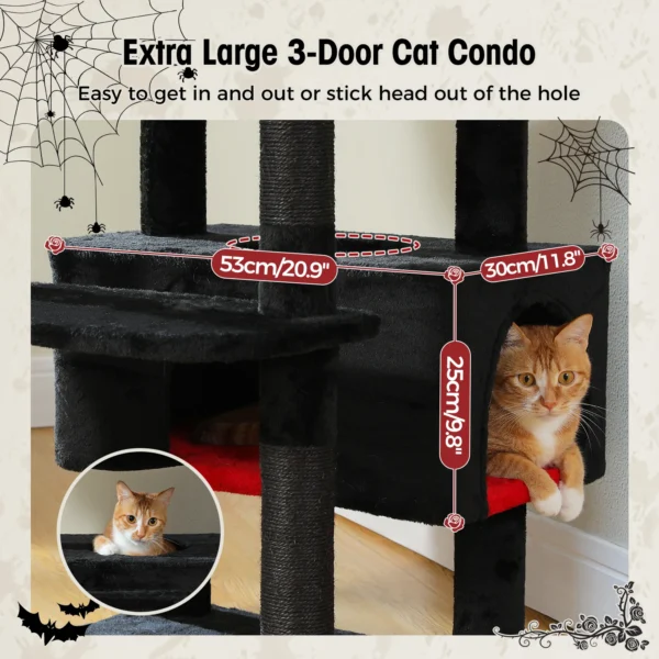 Tall Cat Tree with Extra Large Condo & Hammock - Image 5