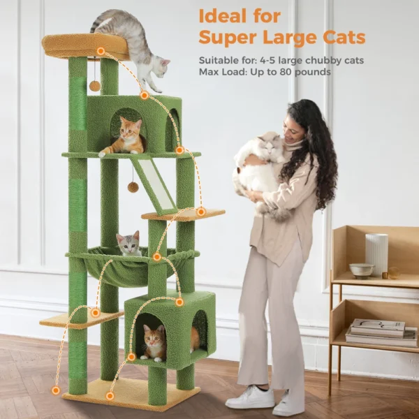 Large Cat Tree Tower with Hammock & Two Condos - Image 5