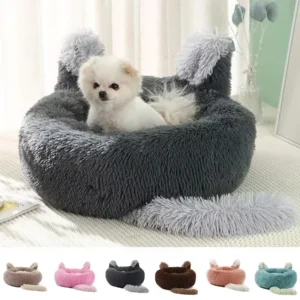 Cartoon Cat Bed with Fluffy Ears Design