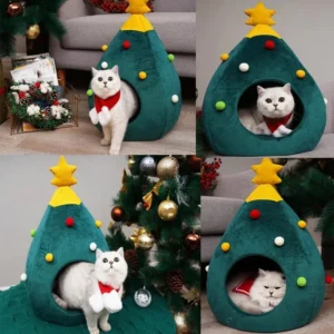 Christmas Cat House in Tree Shape