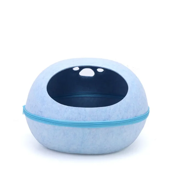 Felt Cat Cave – Eggshell-Style Semi-Enclosed Cat Bed with Cushion - Image 6