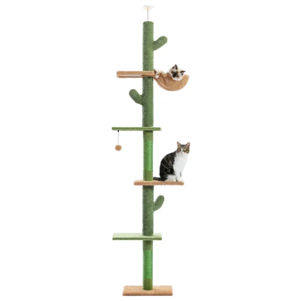 Cactus Cat Tower with Ceiling Rod & 5-Tier Climbing Levels - Image 4
