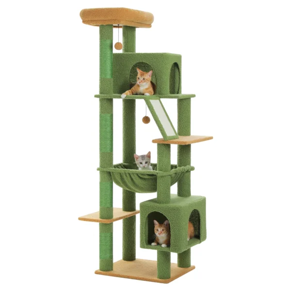 Large Cat Tree Tower with Hammock & Two Condos - Image 2