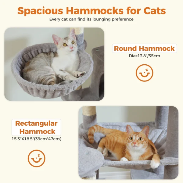 Tall Cat Tree for Large Cats with Condos, Hammocks & Perches - Image 5